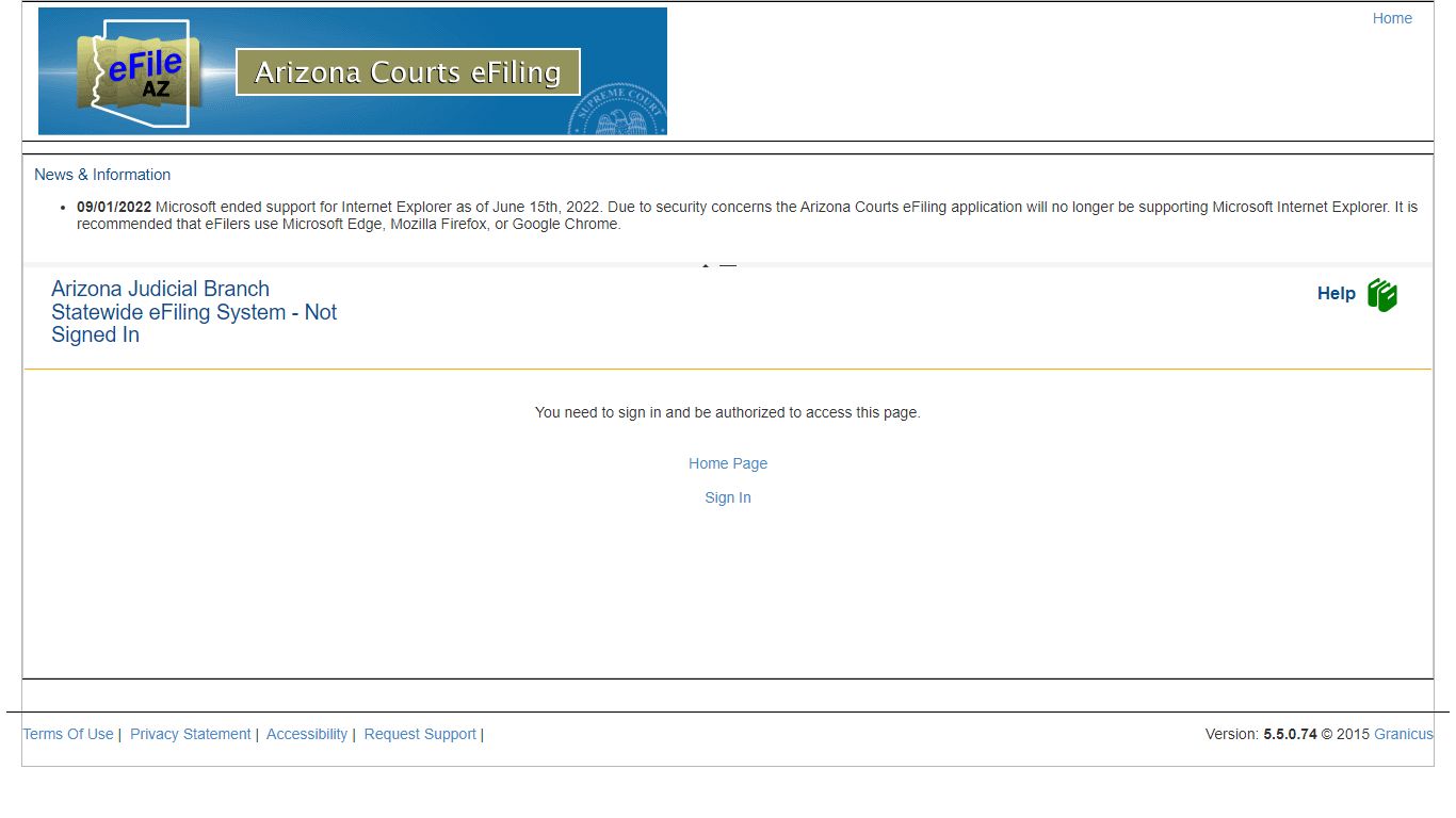 Arizona Judicial Branch Statewide eFiling System - efile.azcourts.gov